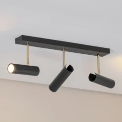 Luminex Spotlights > Axion loftlampe, 3 lyskilder, sort/guld, lang, stål