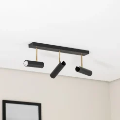 Luminex Spotlights > Axion loftlampe, 3 lyskilder, sort/guld, lang, stål