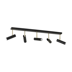 Luminex Spotlights > Axion loftlampe, 5 lyskilder, sort/guld, lang, stål