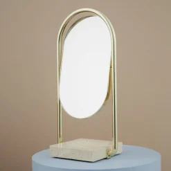 Møbel Og Interiør ^ AYTM Angui bordspejl, guld, højde 35 cm, glas, marmor