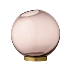 AYTM Møbel Og Interiør > Vase Globe, Ø 17 cm, rosa / guldfarvet, glas, stål