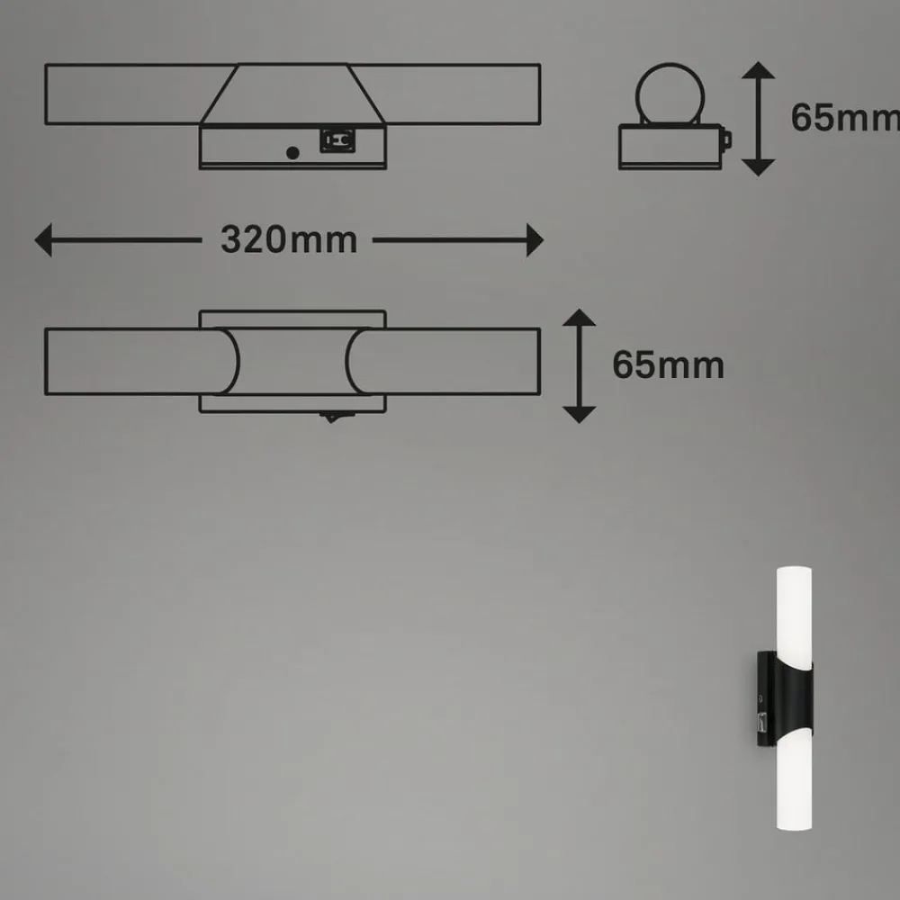 Væg- Og Spejllamper ^ Briloner Badeværelses- og spejllampe Klak Brilo, sort, 32 cm
