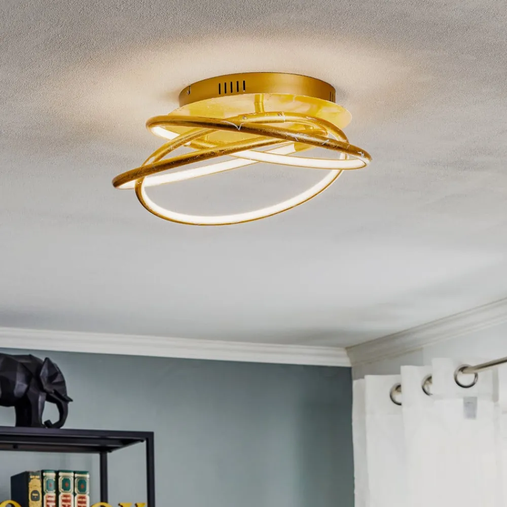 Loftlamper ^ Globo Barna - en gylden designet LED loftlampe