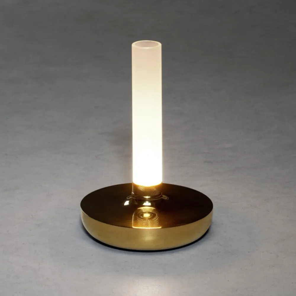 Dekorationsbelysning|Terrassebelysning ^ Konstsmide Biarritz LED-bordlampe, IP54, batteri, CCT, guld