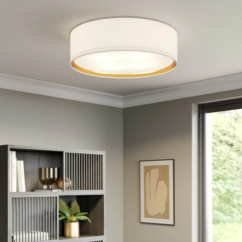 TK Lighting Loftlamper > Bilbao loftslampe, hvid/guld, Ø 60 cm