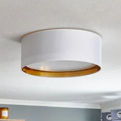 TK Lighting Loftlamper > Bilbao loftslampe, hvid/guld, Ø 45 cm