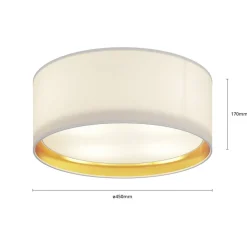 TK Lighting Loftlamper > Bilbao loftslampe, hvid/guld, Ø 45 cm