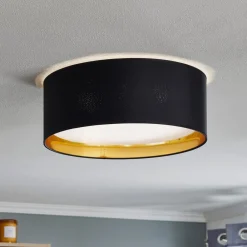 Loftlamper|Pendellamper ^ TK Lighting Bilbao loftslampe, sort/guld, Ø 45 cm