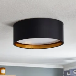 Loftlamper|Pendellamper ^ TK Lighting Bilbao loftslampe, sort/guld, Ø 45 cm