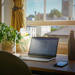 Arbejdsrum/Kontor|Bordlamper ^ Briloner Biwo LED-bordlampe, hvid, berøringsdæmper, metal