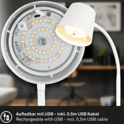 Arbejdsrum/Kontor|Bordlamper ^ Briloner Biwo LED-bordlampe, hvid, berøringsdæmper, metal