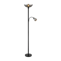 Gulvlamper ^ Globo Blade gulvlampe, højde 178 cm, sort/røgfarvet, 2 lyskilder.