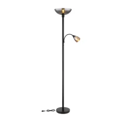 Gulvlamper ^ Globo Blade gulvlampe, højde 178 cm, sort/røgfarvet, 2 lyskilder.