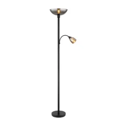 Gulvlamper ^ Globo Blade gulvlampe, højde 178 cm, sort/røgfarvet, 2 lyskilder.