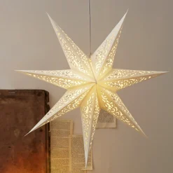 STAR TRADING Dekorationsbelysning|Julepynt > Blondepapirstjerne uden lys, Ø 80 cm, hvid