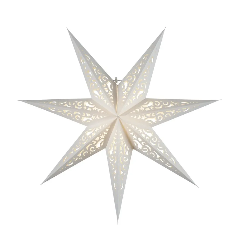 STAR TRADING Dekorationsbelysning|Julepynt > Blonderet papirstjerne, Ø 45 cm, hvid, uden belysning