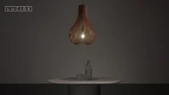 Pendellamper|Pendellamper ^ Lucide Bodo pendellampe, lyst træ