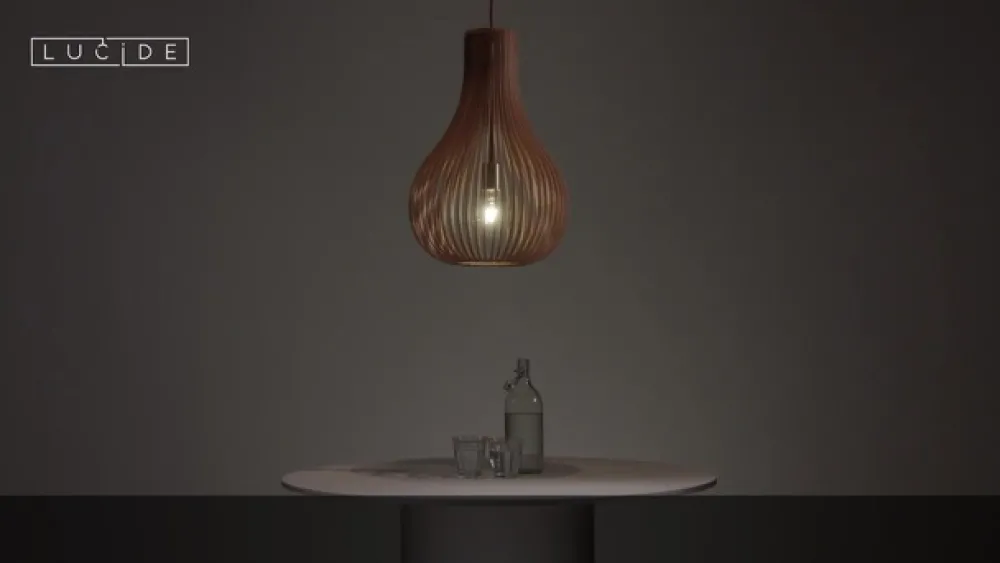 Pendellamper|Pendellamper ^ Lucide Bodo pendellampe, lyst træ