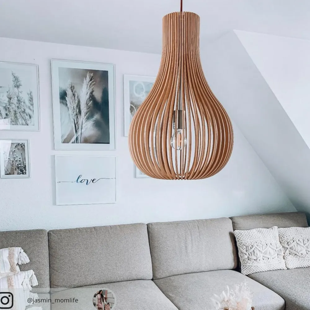 Pendellamper|Pendellamper ^ Lucide Bodo pendellampe, lyst træ