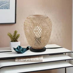 EGLO Bordlamper > Bordlampe Dembleby i træ, naturfarver