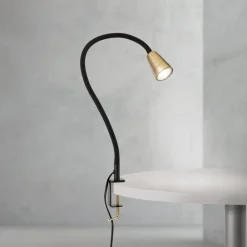 Arbejdsrum/Kontor ^ ORION Bordlampe Dotty, messingfarvet, højde 65 cm, klemme, GU10