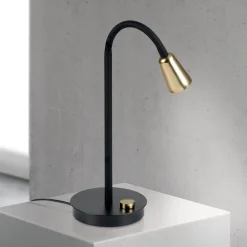 ORION Arbejdsrum/Kontor > Bordlampe Dotty, messing, højde 45 cm, fod, dæmper, GU10