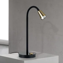 ORION Arbejdsrum/Kontor > Bordlampe Dotty, messing, højde 45 cm, fod, dæmper, GU10