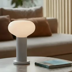 Bordlamper ^ ALDEX Bordlampe Flo, grå, Ø 19 cm, glas