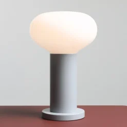 Bordlamper ^ ALDEX Bordlampe Flo, grå, Ø 19 cm, glas