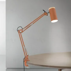 ORION Arbejdsrum/Kontor|Bordlamper > Bordlampe Gili, korallerød, klemme, stål, højde 75 cm E27