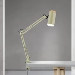 ORION Arbejdsrum/Kontor|Bordlamper > Bordlampe Gili, lysegrøn, klemme, stål, højde 75 cm, E27