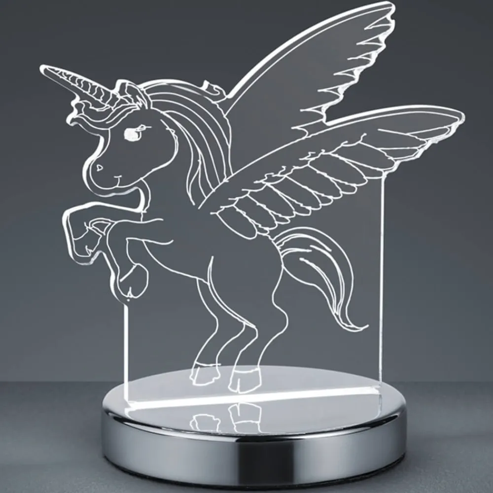 Dekorationsbelysning ^ Reality Leuchten Bordlampe Karo med 3D-hologram, enhjørningemotiv