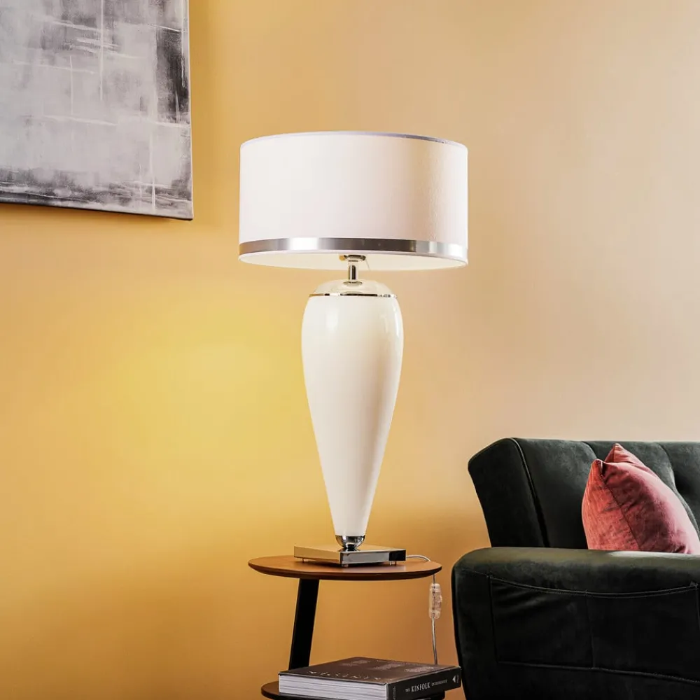 Pendellamper|Bordlamper ^ Argon Bordlampe Lund, hvid/opal, højde 70 cm