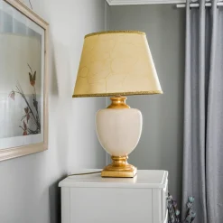 Bordlamper ^ ONLI Bordlampe Mozart i elfenben/guld