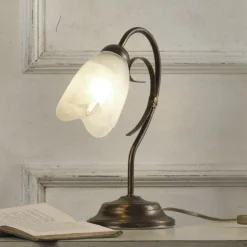 Bordlamper ^ ONLI Bordlampe Odino, 1 lyskilde, bronzefarvet, metal, glas