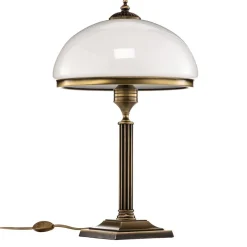 Jupiter Bordlamper > Bordlampe Petro, glas, antik messingfarve, højde 50 cm