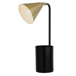 Arbejdsrum/Kontor ^ Searchlight Bordlampe Rivan, sort/guld, metal, 41 cm, E14