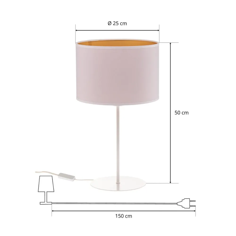 Duolla Bordlamper > Bordlampe Roller, hvid/guld, højde 50 cm