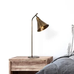 Opviq Bordlamper > Bordlampe Sivani MR-610, antik guld, metal, højde 50 cm