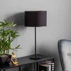Luminex Bordlamper > Bordlampe Soho, cylindrisk 56 cm sort/guld