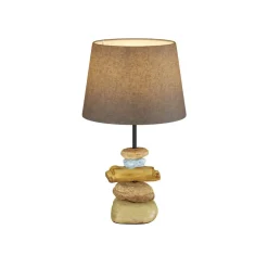 Bordlamper ^ ONLI Bordlampe Vera, stofskærm og sten-dekor, 38 cm