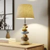 Bordlamper ^ ONLI Bordlampe Vera, stofskærm og sten-dekor, 55 cm