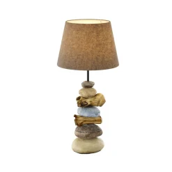 Bordlamper ^ ONLI Bordlampe Vera, stofskærm og sten-dekor, 55 cm