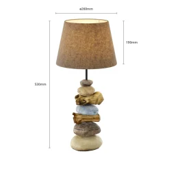 Bordlamper ^ ONLI Bordlampe Vera, stofskærm og sten-dekor, 55 cm