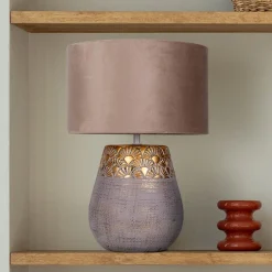 Näve Bordlamper > Bronco bordlampe, beige, keramik/kunstlæder, højde 39 cm