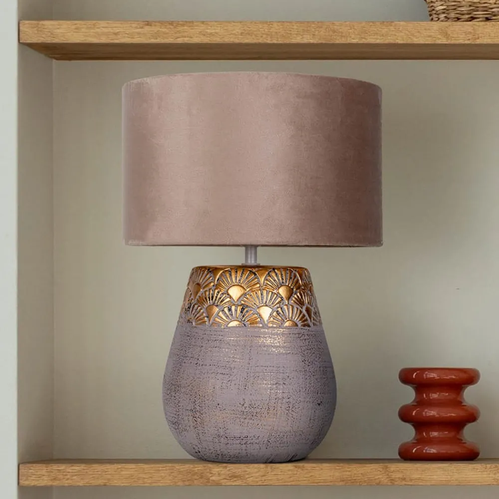 Näve Bordlamper > Bronco bordlampe, beige, keramik/kunstlæder, højde 39 cm