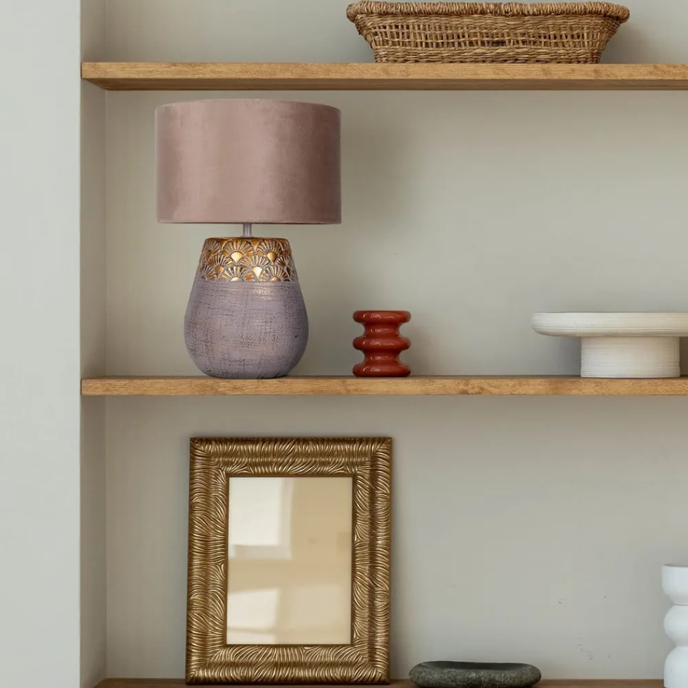 Näve Bordlamper > Bronco bordlampe, beige, keramik/kunstlæder, højde 39 cm