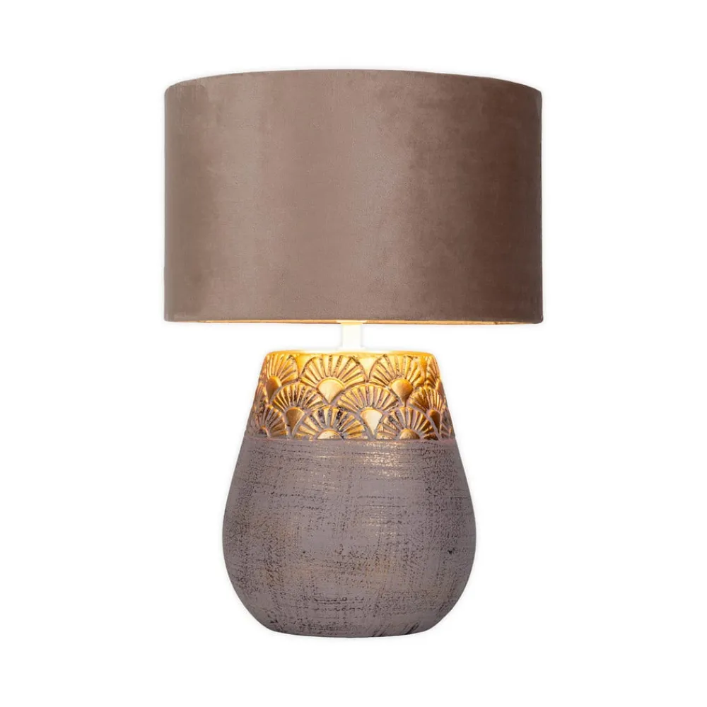 Näve Bordlamper > Bronco bordlampe, beige, keramik/kunstlæder, højde 39 cm