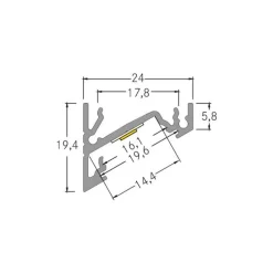 BRUMBERG Led Strips > One LED overflademonteret hjørneprofil, aluminium, 3 meter