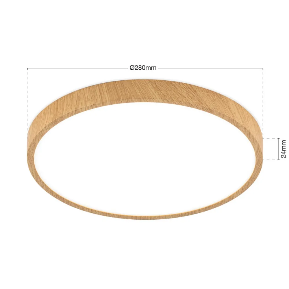 ORION Loftlamper > Bully LED-loftlampe med træ-look, Ø 28 cm